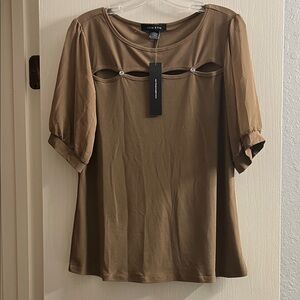 Elegant Brown Blouse with Cut-Out Design